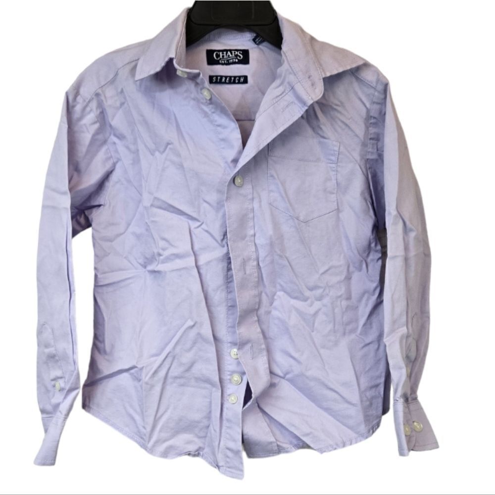 Chaps Boys 4/5 Violet Point Collar Long Sleeve Dress Shirt Formal Wedding Fancy